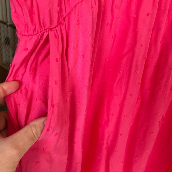 Torrid NWT Hot-Pink Swiss-Dot Surplice Midi Dress 1X (14/16) Ruffle Hem Coquette - Picture 9 of 14